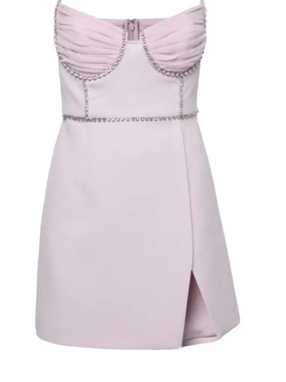 Self-Portrait Blush Pink Mini Dress with Embellished Trim